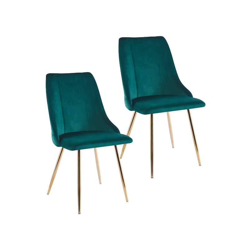 Porthos Home Pella Dining Chairs Set of 2, Velvet, Gold Chrome Legs - Green