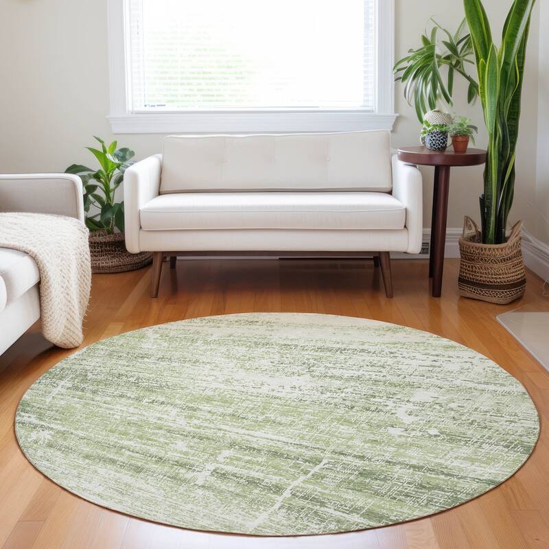 Premium Washable Super Soft Modern Solid Mayfield Rug - Aloe - 8' x 8' - Round