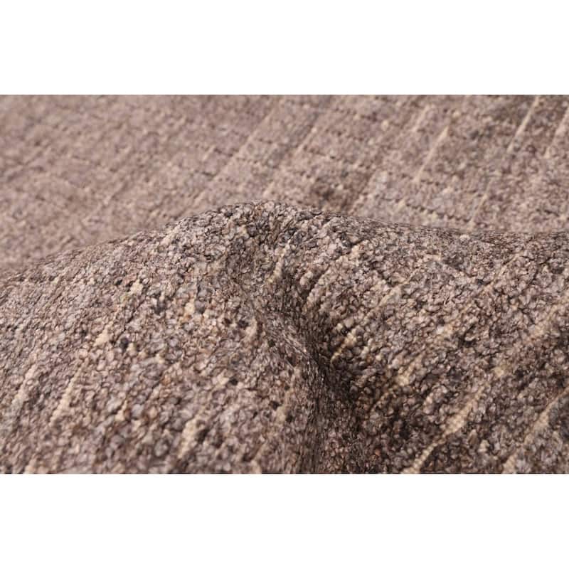 ECARPETGALLERY Hand Loomed Ananda Dark Grey Silk Rug - 6'8 x 9'6