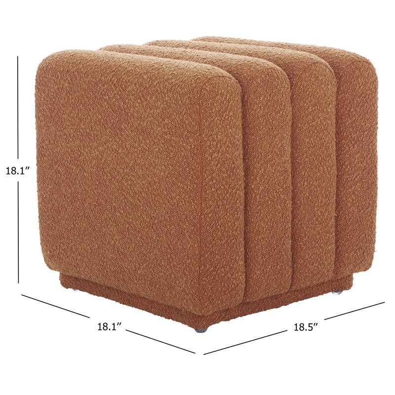 SAFAVIEH Joseph Upholstered Channel Tufted Square Ottoman, Fully Assembled