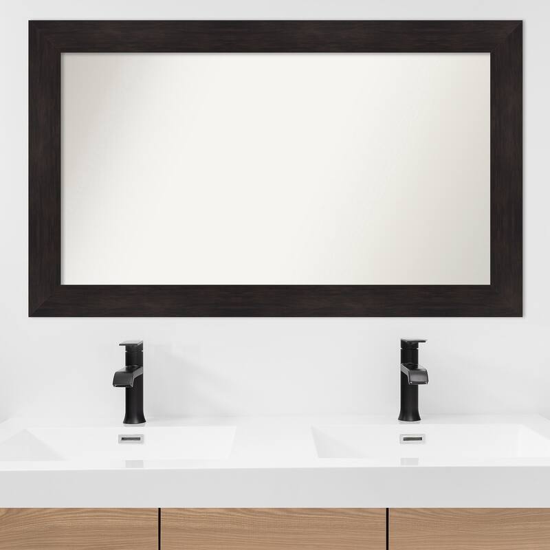 Furniture Espresso Framed Non-Beveled Custom Wall Mirror, Bathroom Vanity Mirror