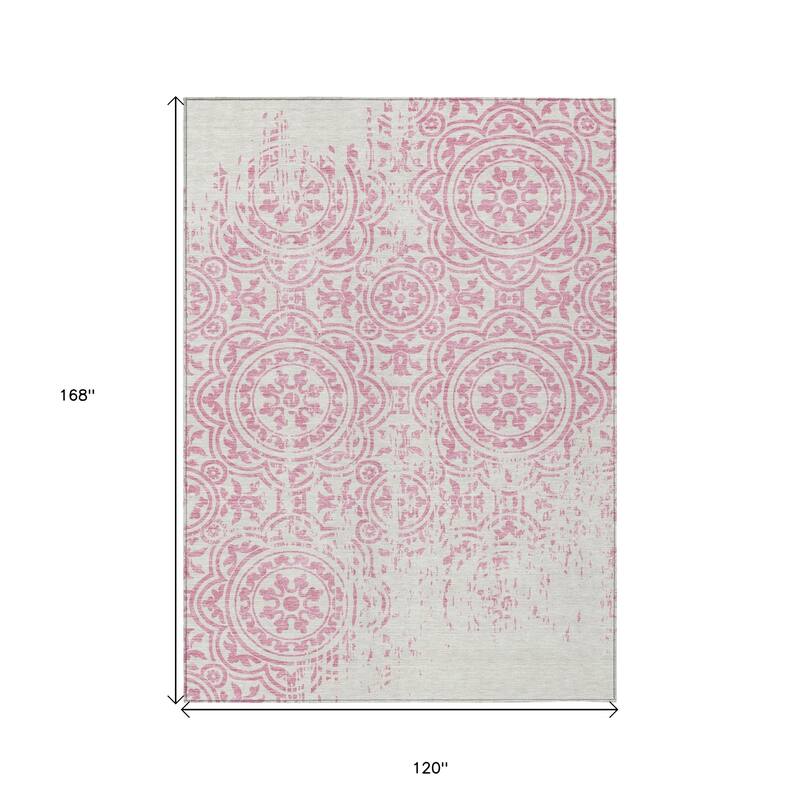HomeRoots Medallion Transitional Rectangle Outdoor Rug