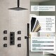 preview thumbnail 32 of 33, 12" Ceiling Mount Rainfall 3 Way Thermostatic Shower Faucets Sets with 6 Body Jets