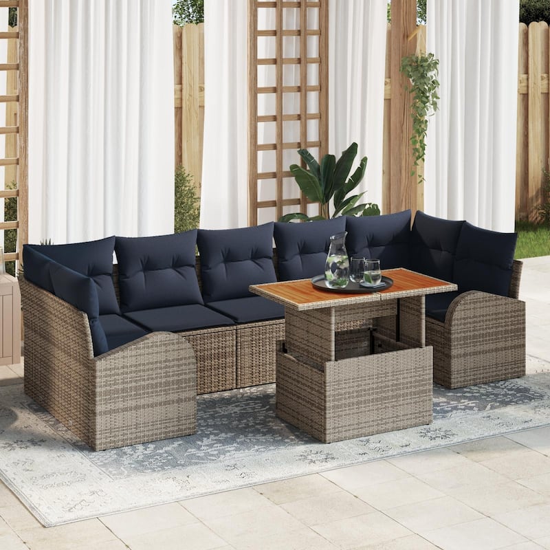 vidaXL 8 Piece Garden Sofa Set with Cushions - 113.8×48.8×27.2 - Grey