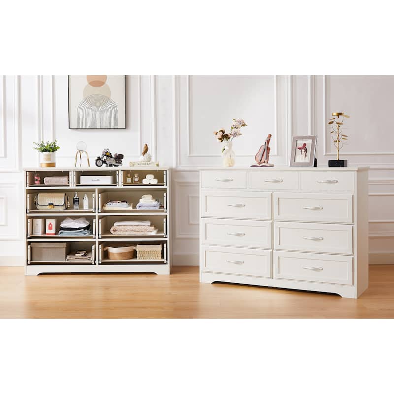 Modern Drawers Dressing with 9 Drawers Antique Handles, for Kids Room Living Room, Entryway and Hallway
