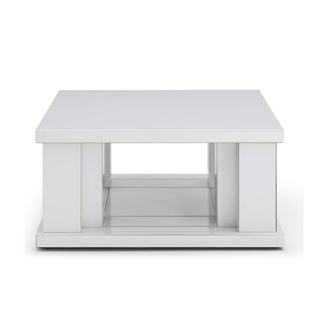Decor 39.4 in. White Square Glass Top Coffee Table
