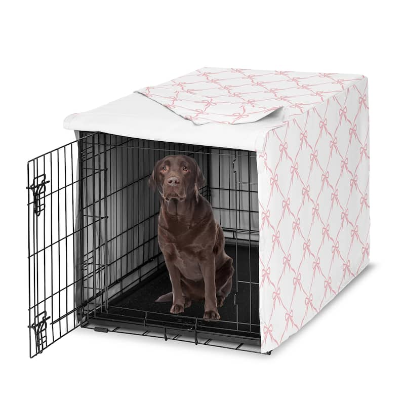 Sweet Jojo Designs Pink Bows Dog Crate Kennel Cover 42in. -Blush Elegant Bow for the Ballerina Ballet Dancer Princess Collection