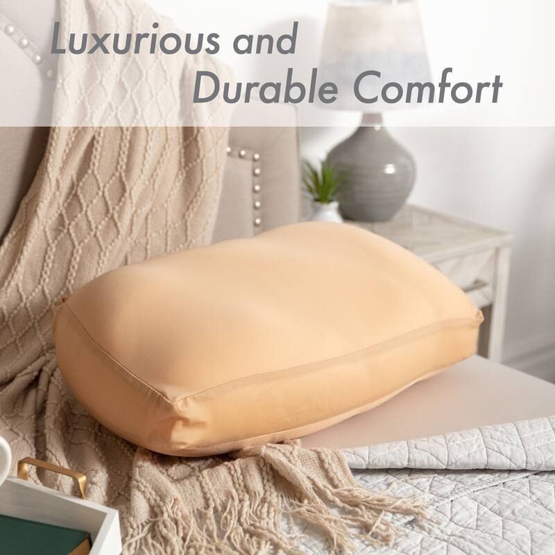Premium Microbead Pillow, Anti-Aging, Silk like Cover, Barely Beige