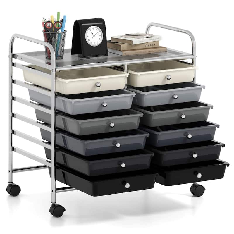 Costway 12 Drawers Rolling Cart Storage Scrapbook Paper Studio - See Details