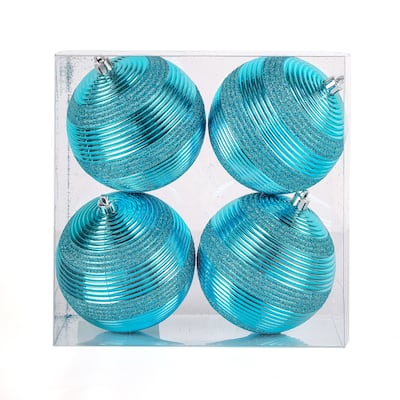 National Tree Company 4-Piece Shatterproof Swirling Blue Ornaments - 4 in