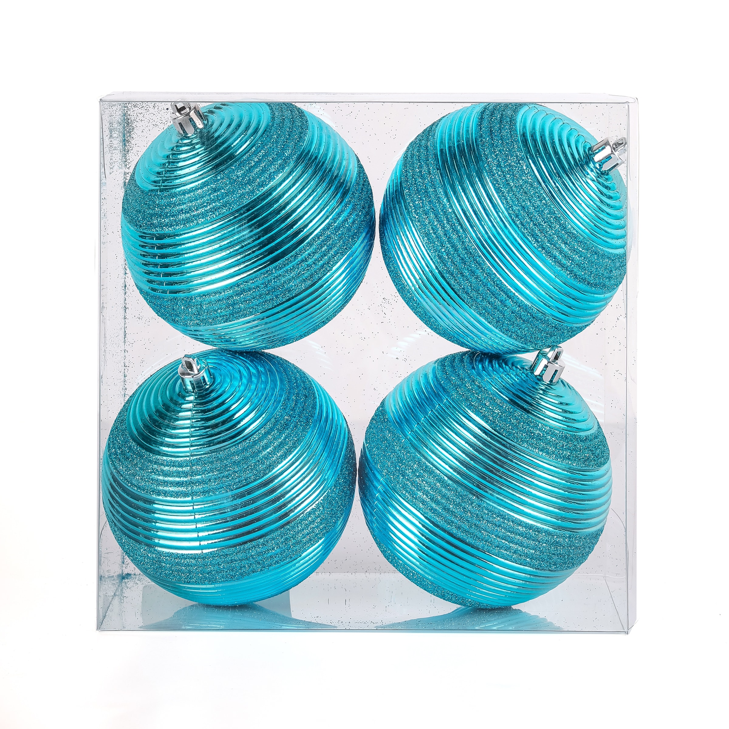 National Tree Company 4-Piece Shatterproof Swirling Blue Ornaments - 4 in