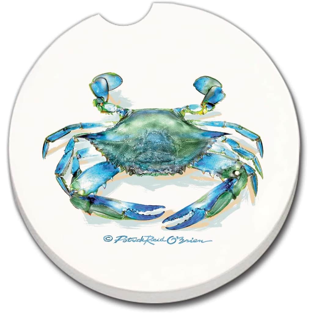 CounterArt Absorbent Stoneware Car Coaster, Teal Crab, Set of 2