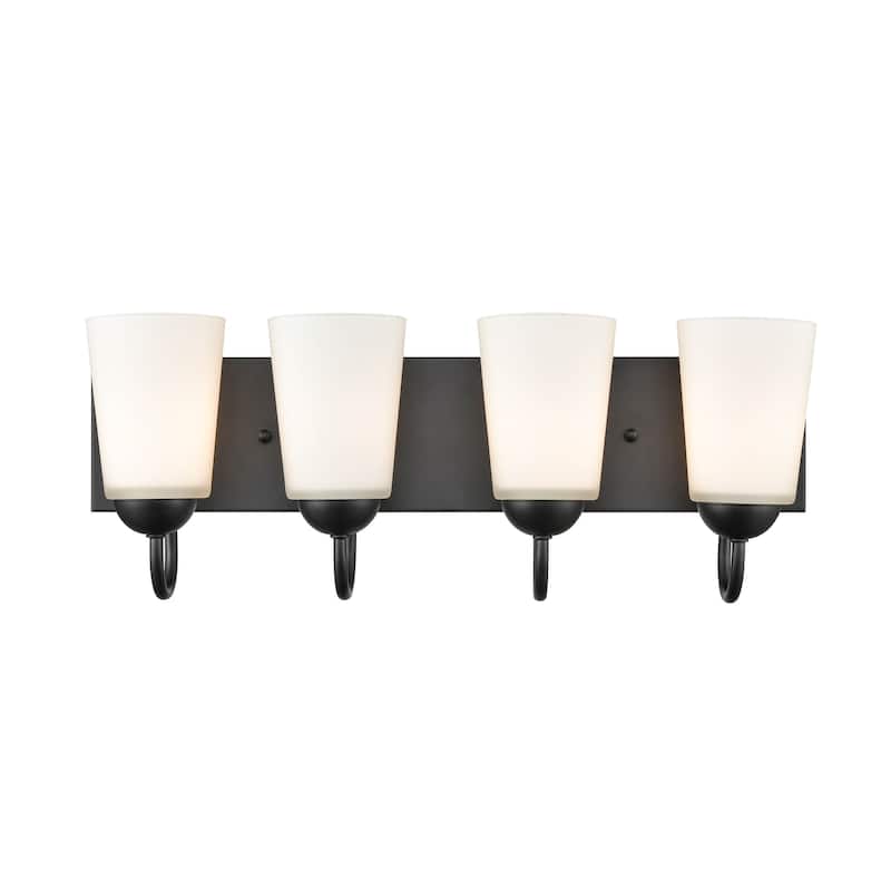 Millennium Lighting Ivey Lake 4 Light Bathroom Vanity Fixture in Multiple Finishes with Frosted Glass Shades
