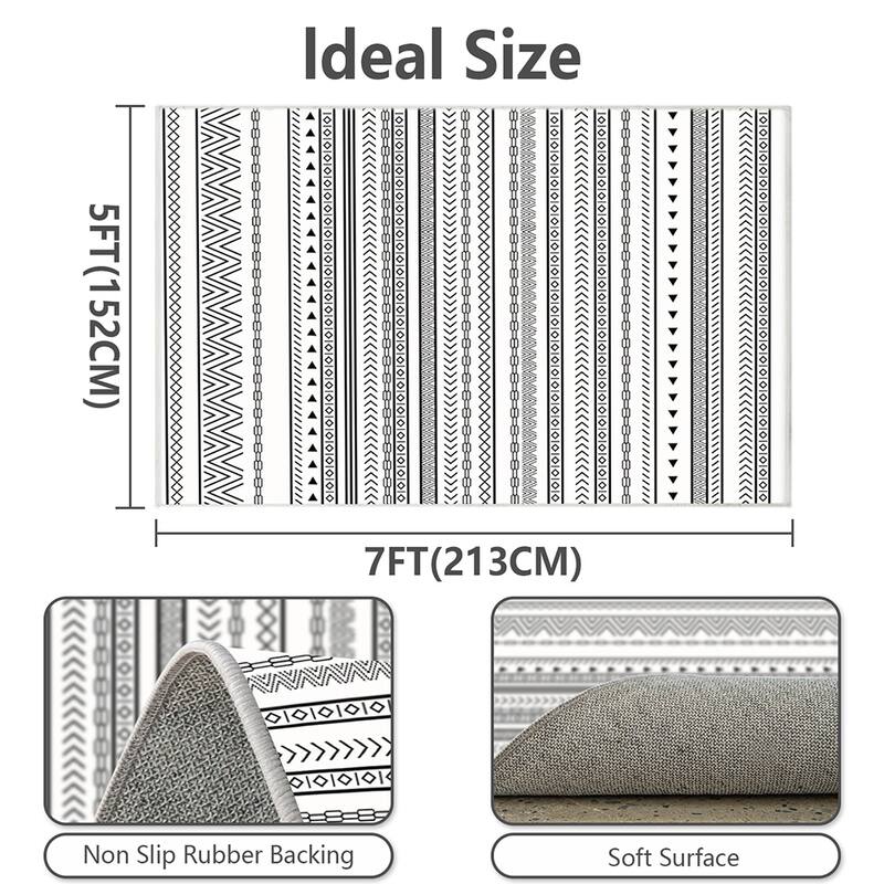 5x7 Wool Area Rug,Modern Non-Slip Washable Zebra Carpet,Living/Bedroom - 5' x 7'