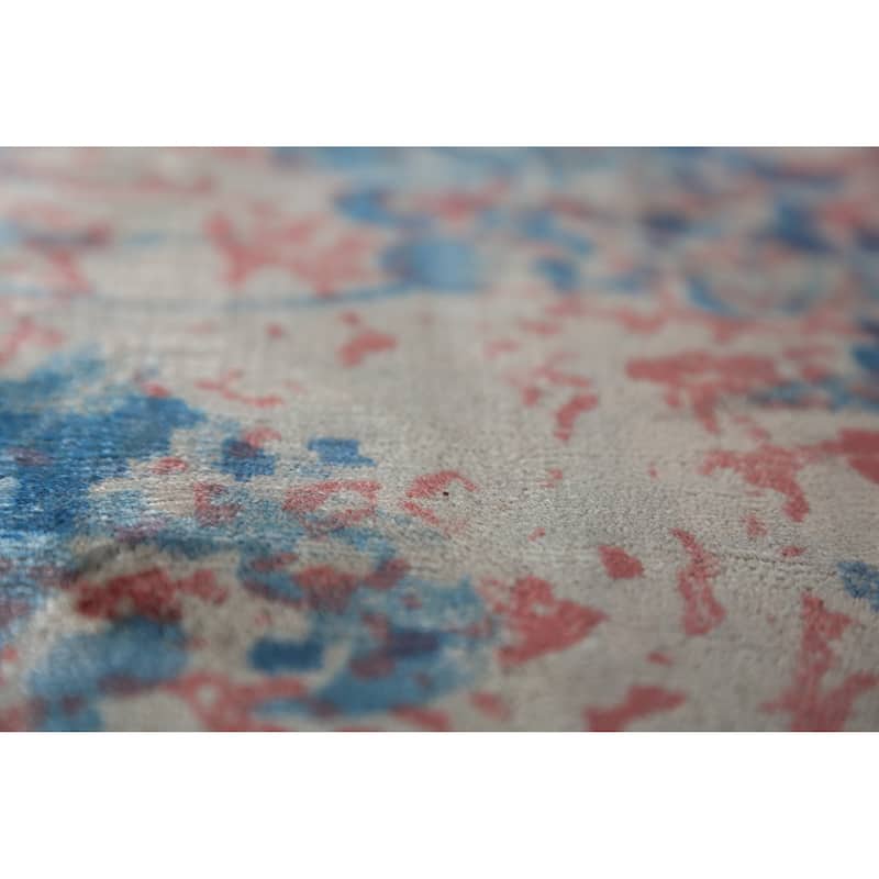All-Over Floral Abstract Indian Area Rug Handmade Wool Carpet - 6'5"x 9'4"