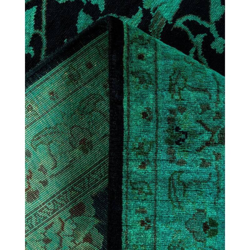 Overton Hand Knotted Wool Vintage Inspired Modern Contemporary Overdyed Black Runner Rug - 2' 7" x 10' 3"