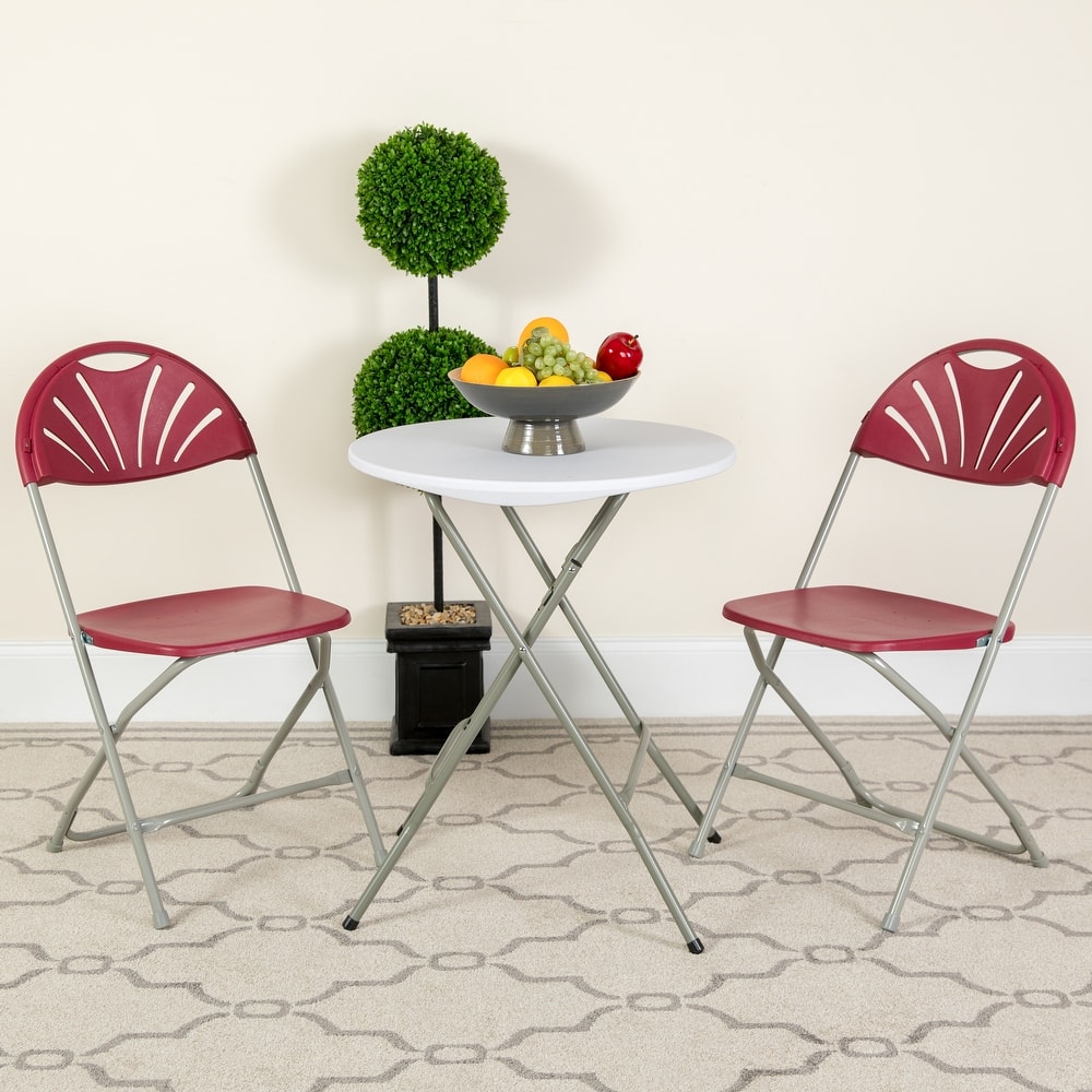 Plastic Fan Back Folding Chair (Set of 2)