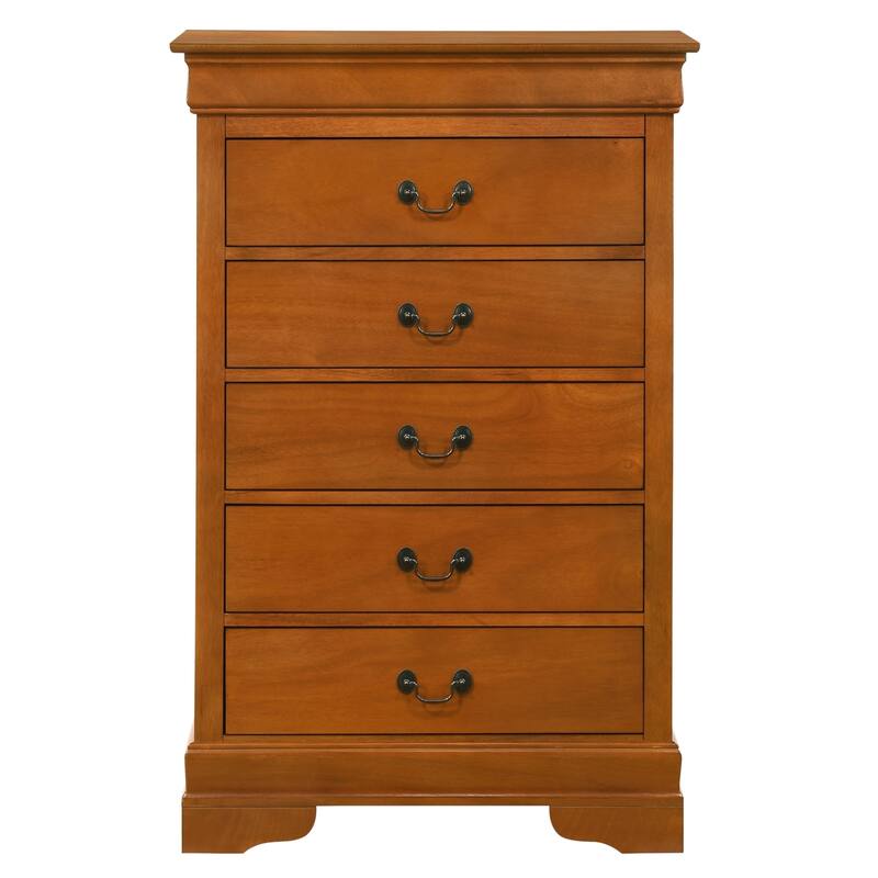 5-Drawer Wooden Bedroom Chest - 48" - Tawny Brown