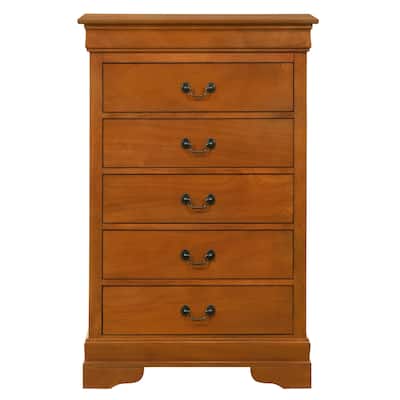 5-Drawer Wooden Bedroom Chest - 48" - Tawny Brown