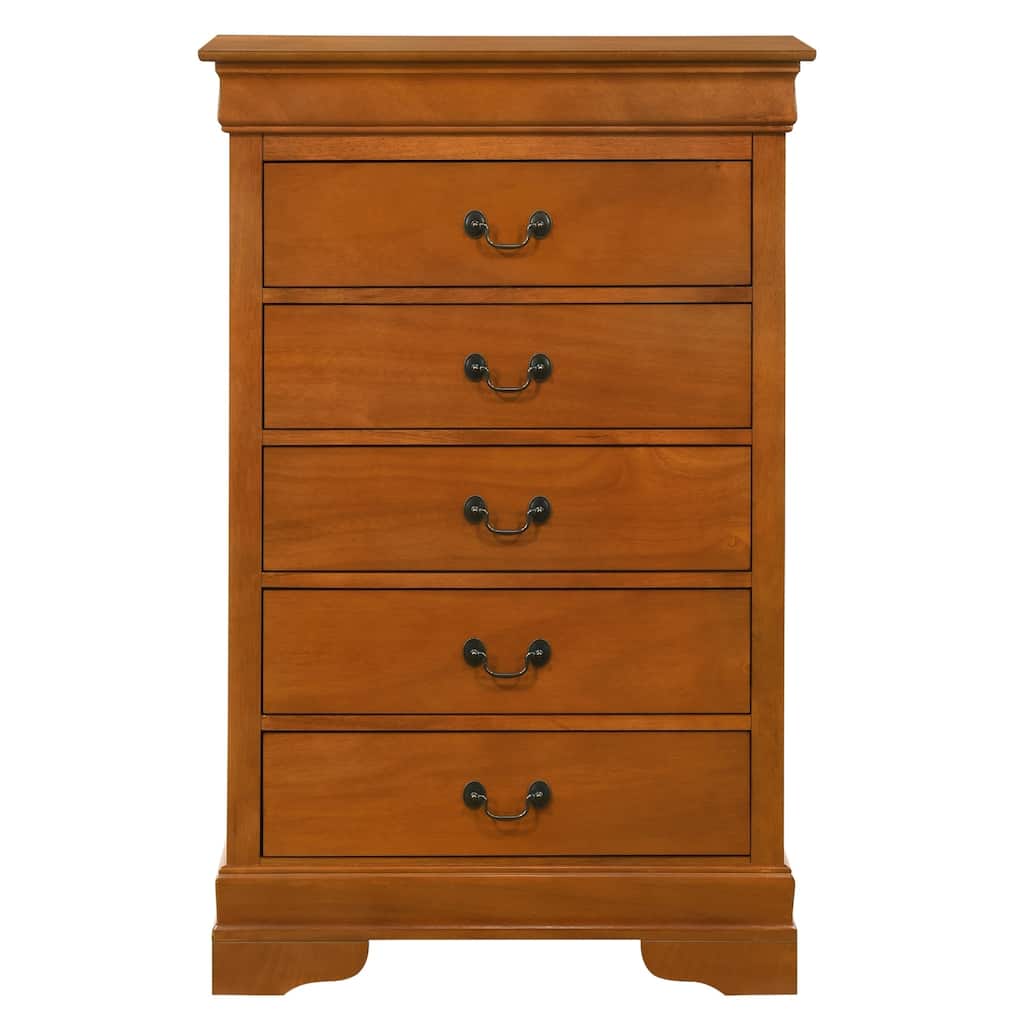 5-Drawer Wooden Bedroom Chest - 48" - Tawny Brown