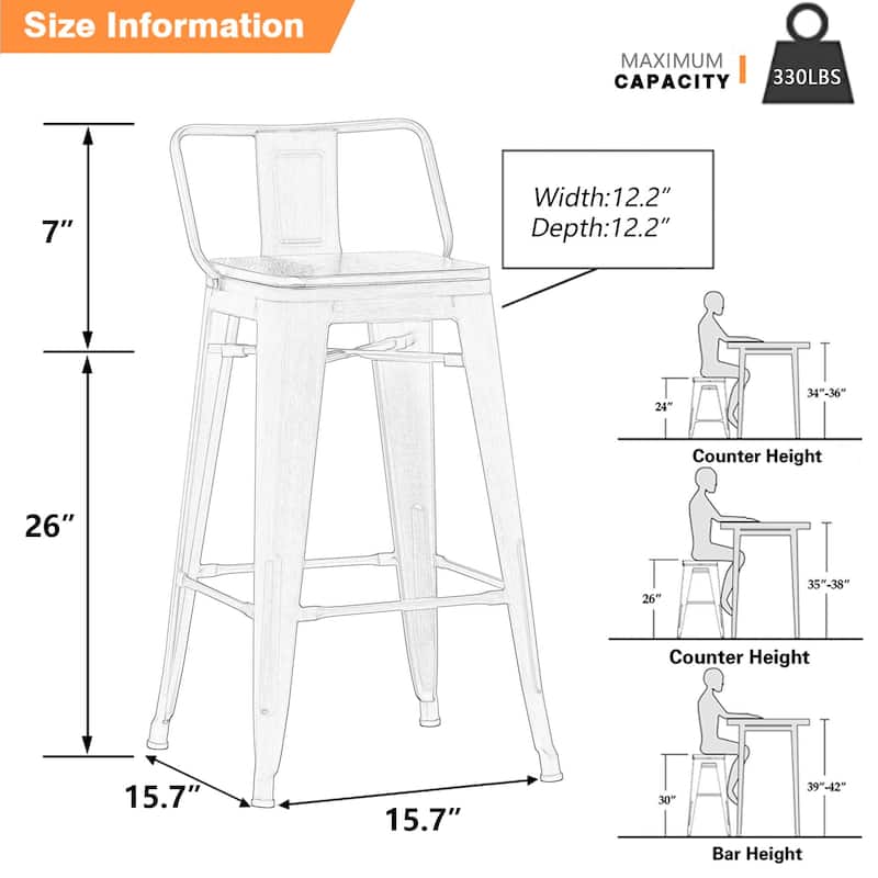 bar stools with backs set of 4 Counter Bar Stools with Wood metal stools - Silver. - Counter Height