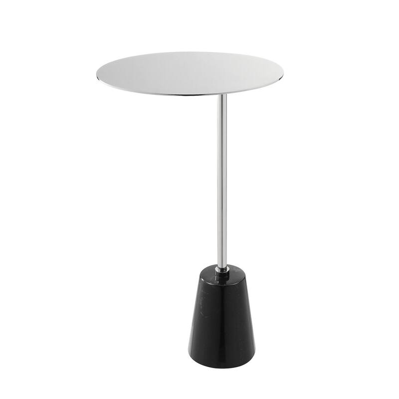 12 in. Black and Chrome Round Metal End Table, Sturdy Build End Side Table for Living Rooms