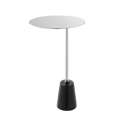 12 in. Black and Chrome Round Metal End Table, Sturdy Build End Side Table for Living Rooms