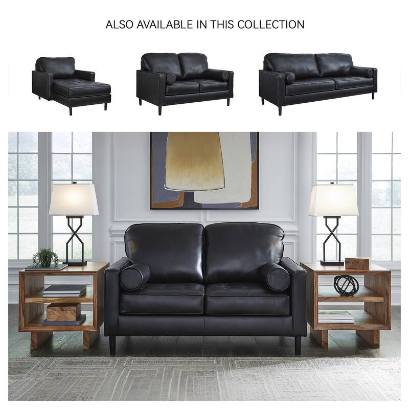 Signature Design by Ashley Bryceview Black Loveseat - 61" W x 38" D x 39" H