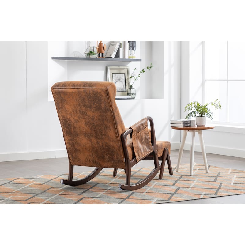 Rocking Chair With Ottoman Modern Upholstered Fabric Rocking Armchair