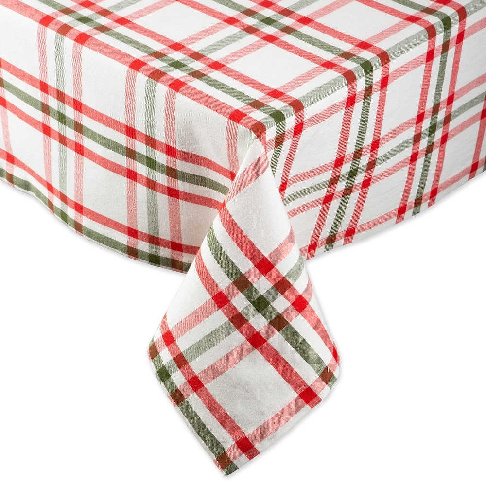 DII Nutcracker Plaid Tablecloth