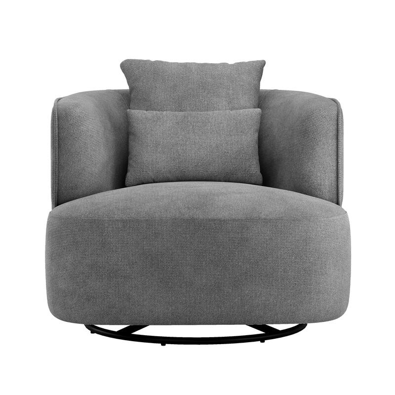 LUE BONA Swivel Accent Armchair Fabric Blend, Modern Upholstered Barrel Chair Living Room Sofa Chair