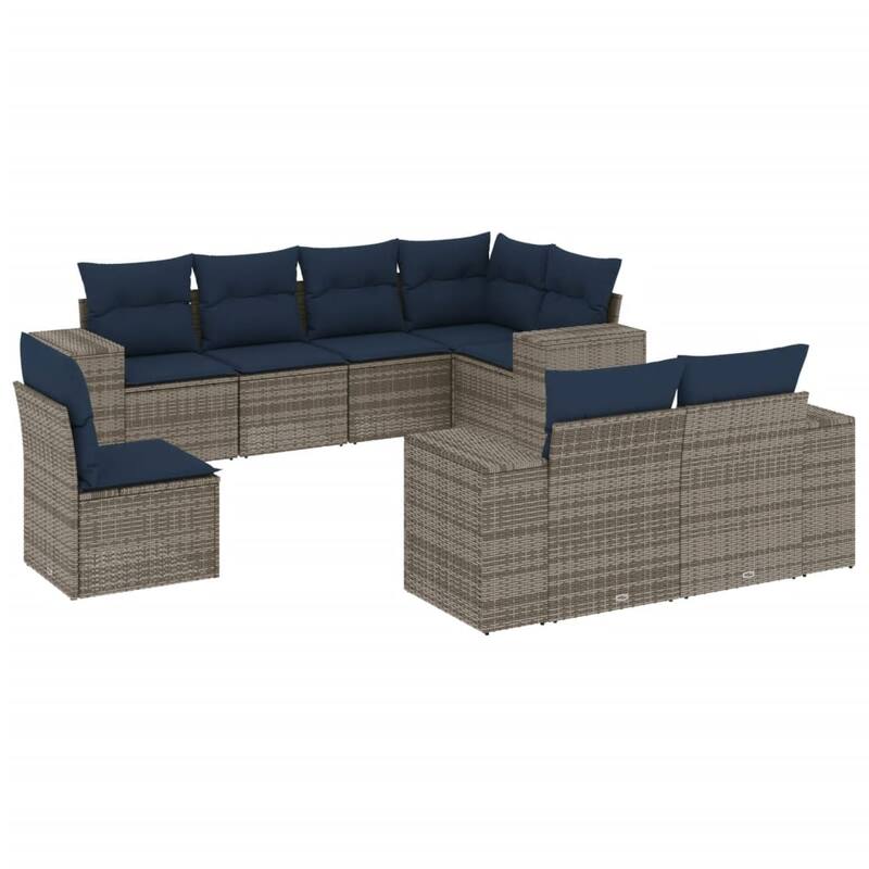 vidaXL 8/9 Piece Patio Sofa Set with Cushions Black/Brown/Gray Poly Rattan - 24.4 x 24.4 x 27.2