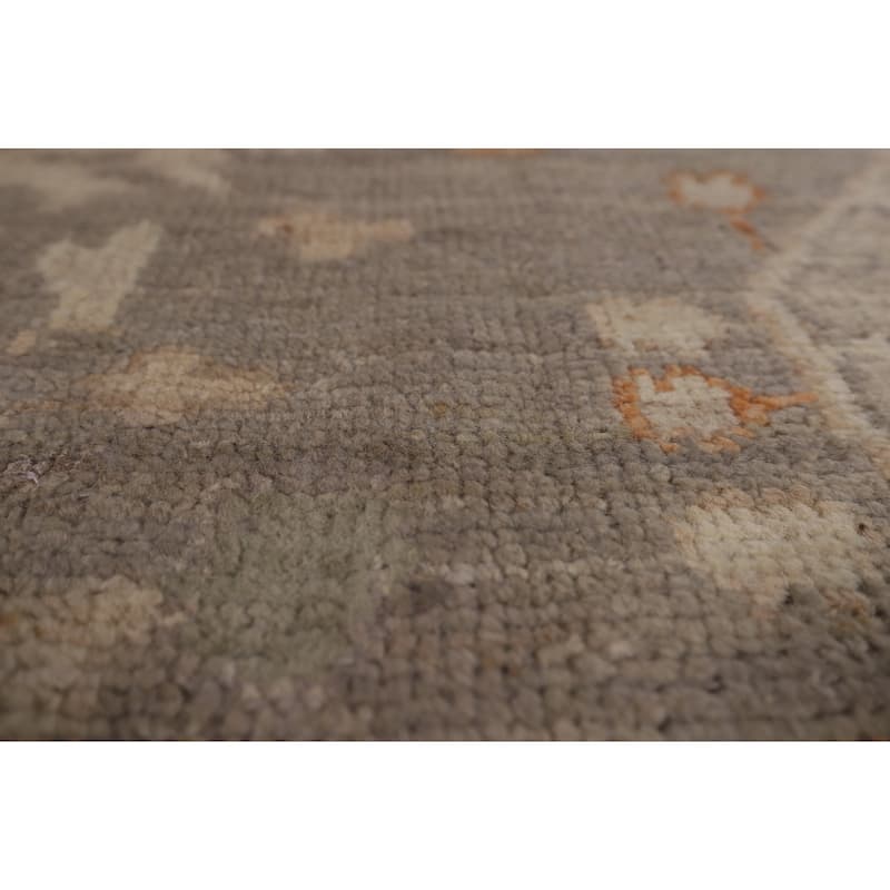 Vegetable Dye Oushak Turkish Rug Handmade Oriental Beige Wool Carpet - 5'11"x 8'8"