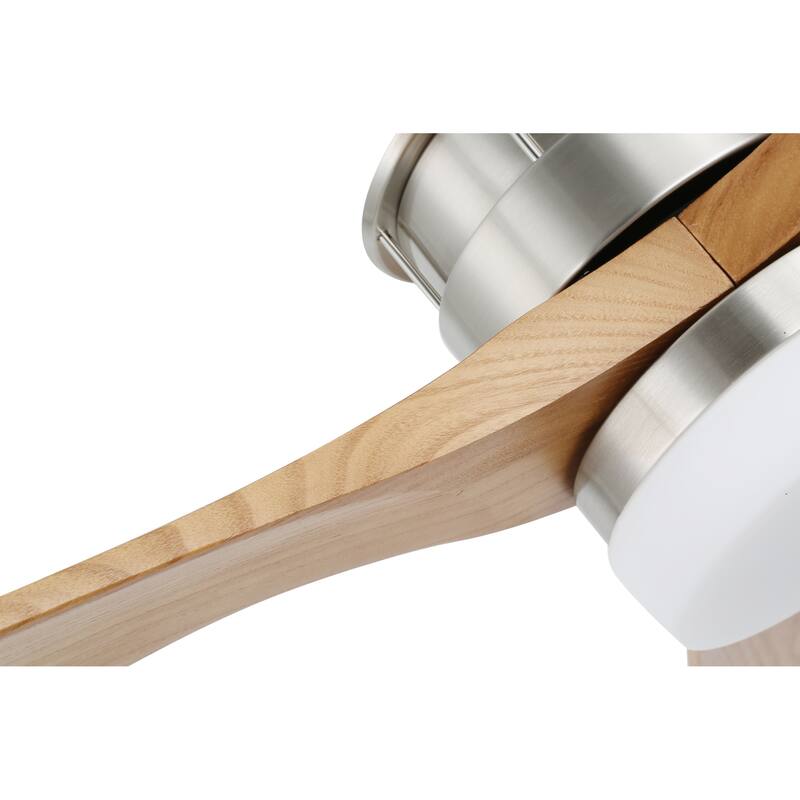 Oaks Aura Gamay 52 in. LED Indoor Solid Wood Reversible Scandi-Japanese Ceiling Fan With Latest DC Motor Technology