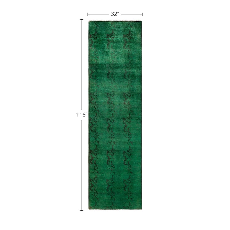 Contemporary Overdyed Wool Hand Knotted Runner - 2' 8" x 9' 8"