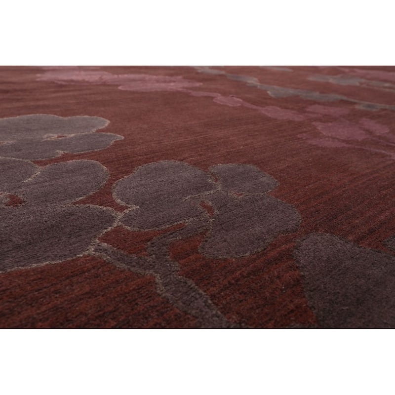 Hand Knotted Chocolate Tibetan Wool & Silk Transitional Area Rug - 9' 1'' x 12' 3''