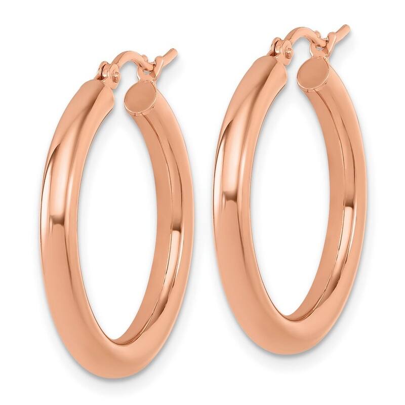 Curata 14k Rose Gold 26x3mm Polished Classic Hoop Earrings