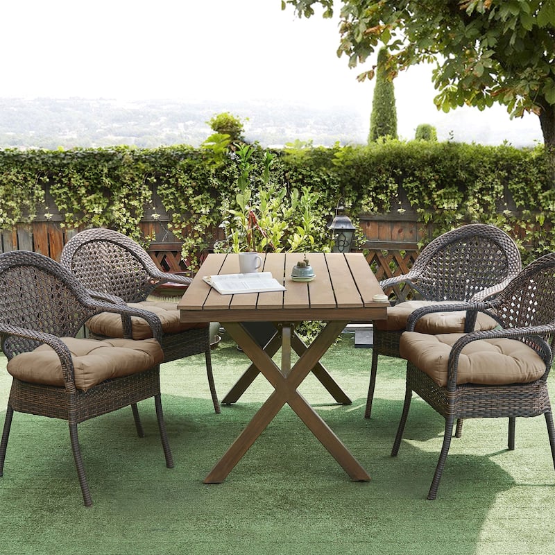 Indoor-Outdoor Reversible Patio Seat Cushion - Taupe - Set of 4