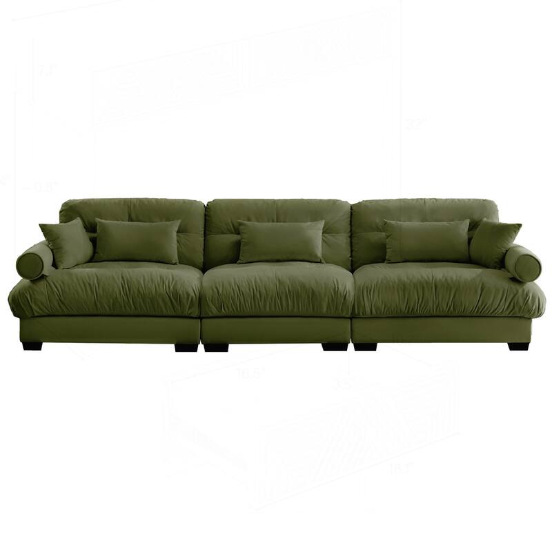 Luxurious Oversize Velvet Sofa with Multiple Pillows for Supreme Comfort