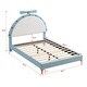 preview thumbnail 5 of 3, Full Size Upholstered Platform Bed with Alarm Clock Shaped Headboard