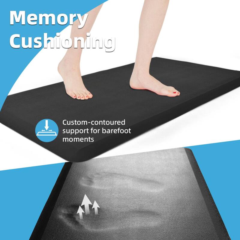Art3d Memory Foam Floor Mat 32"x20"x0.75", Black Kitchen Mat - 32"x20"x0.75"