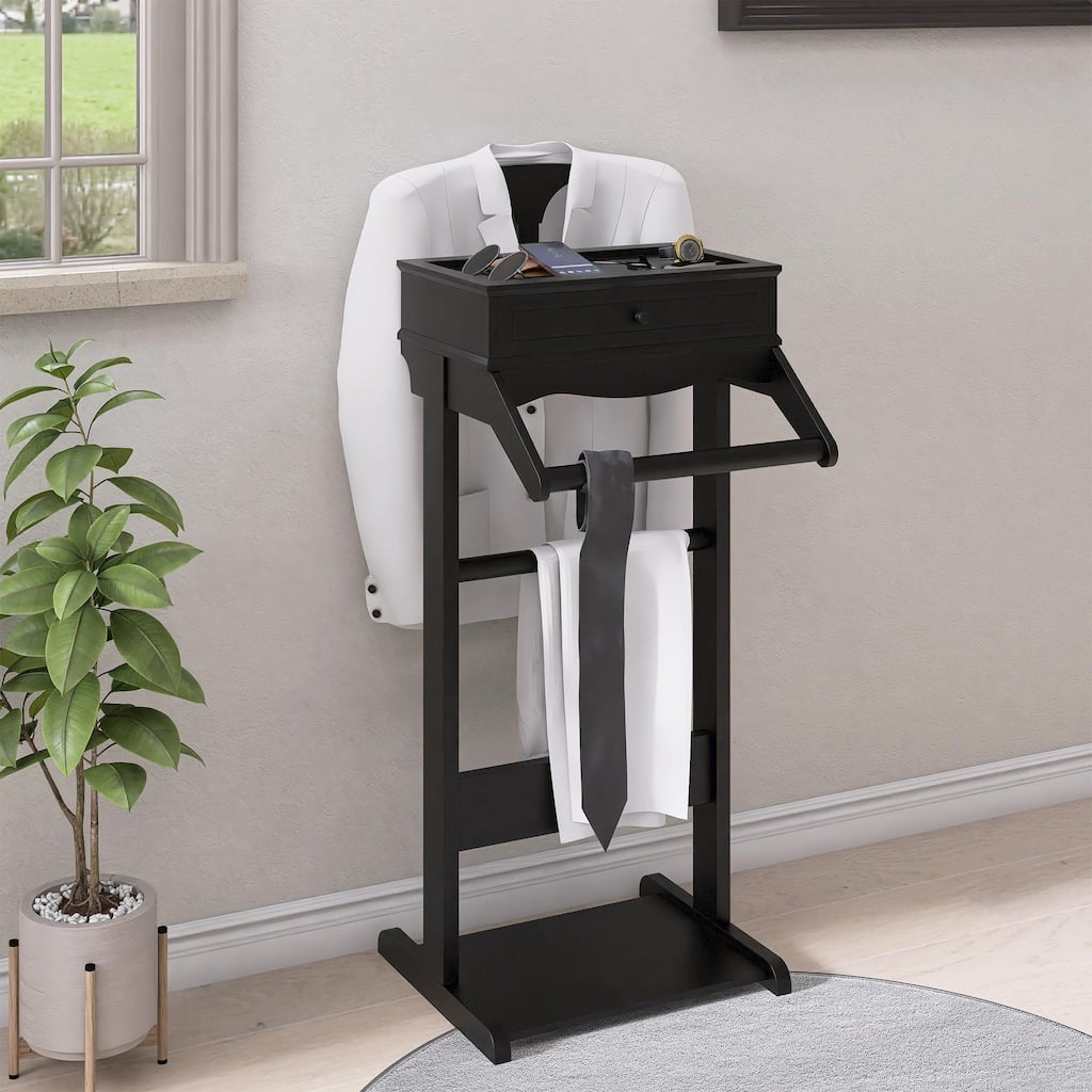 Modern Upright Coat Rack, Heavy-Duty Coat Rack Suit Rack with Storage Shelves, for Entryways