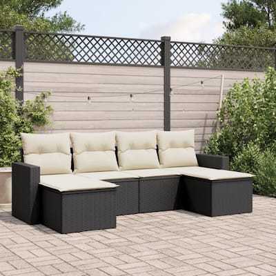 vidaXL Garden Sofa Set 7 Piece with Cushions Outdoor Sofa Set Poly Rattan - 21.7 x 21.7 x 14.6 in (W x L x H)