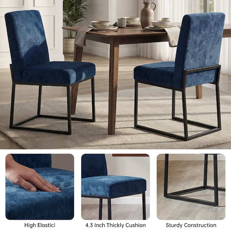 Mid Century Modern Dining Chair with Black Metal Legs