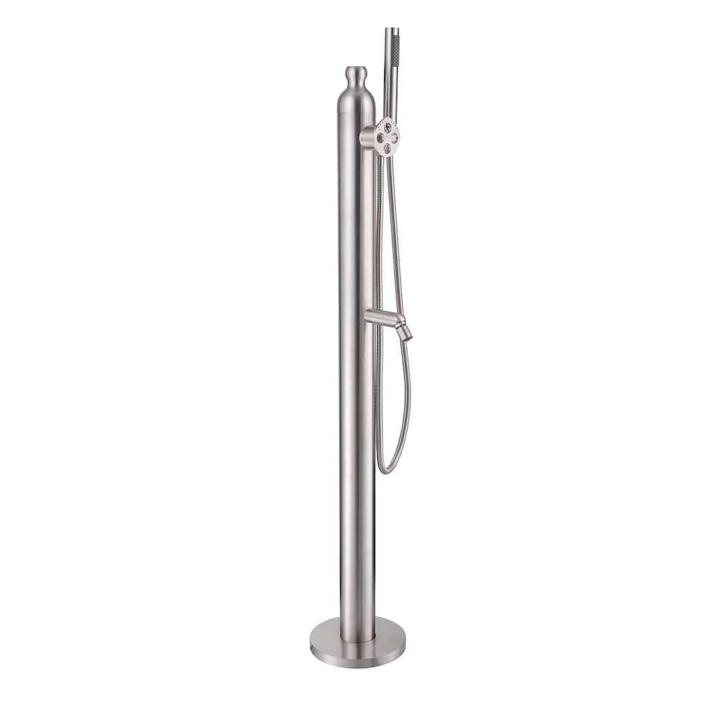 47"H Stainless Steel Floor Mounted Outdoor Shower Faucet with Footwash Spout