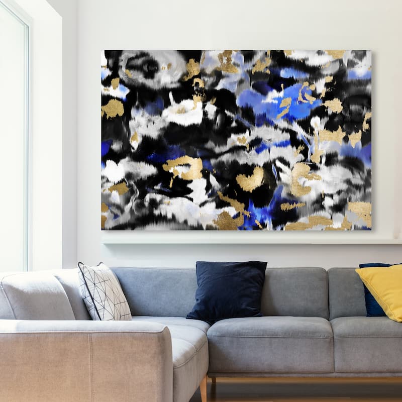 Wynwood Studio Canvas Abstract Bonboni Black and Metallic Gold Modern & Contemporary Wall Art Canvas Print - 36 x 54