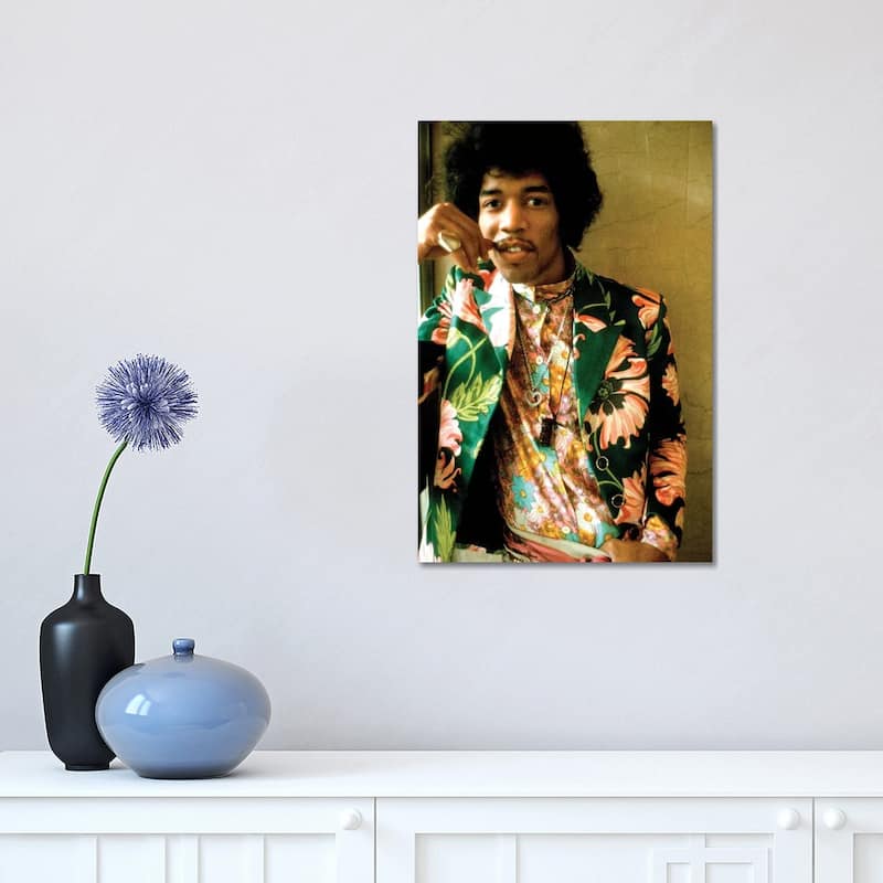 iCanvas "Jimi Hendrix Colored Floral Jacket I" by Radio Days Canvas Print - 18x12x1.5