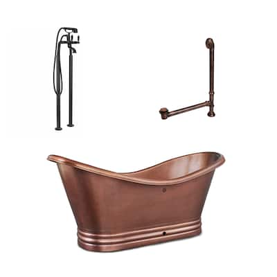 Euclid 6' Copper Freestanding Bathtub with Faucet and Drain Kit