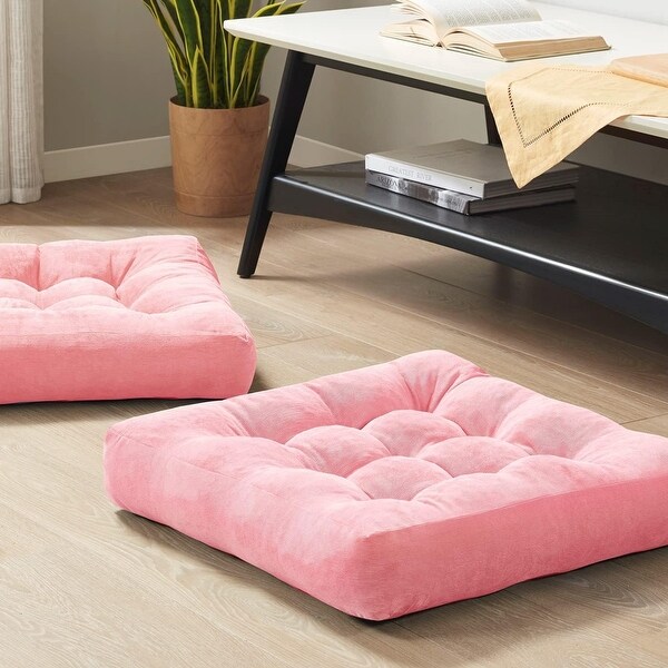 Meditation Floor Pillow Set of 2, Tufted Corduroy Floor Cushion