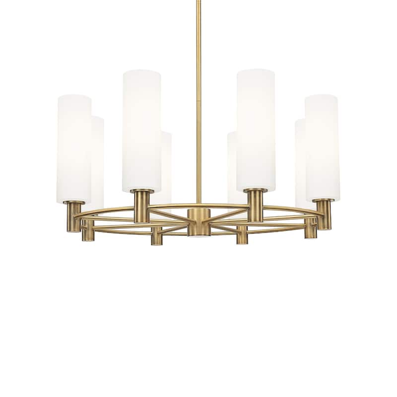 Innovations Lighting 434-8CR-16-32 Crown Point Chandelier Crown Point - Brushed Brass / White
